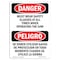Signmission OSHA Danger, Wear Glasses When Operating Bilingual, 7in X 5in Decal, 5" W, 7" H, Bilingual Spanish OS-DS-D-57-VS-1678 - alternate 1